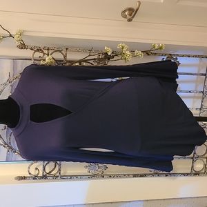 Venus Periwinkle Blue Wrap Style Top with Embellished Long Sleeves sz M